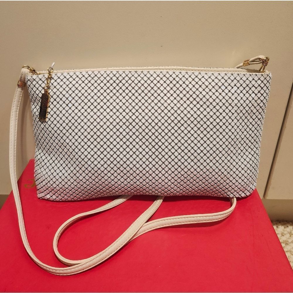 Vintage Mint '60s Whiting & Davis White Mesh Evening Shoulder Bag USA Never Used